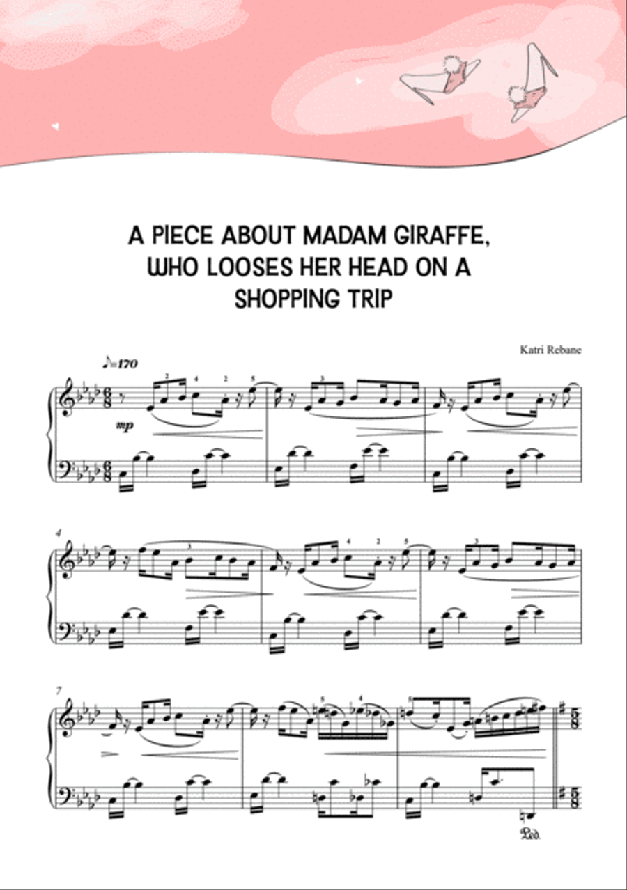 Piano Creatures. A Piece About Madam Giraffe, Who Looses Her Head on a Shopping Trip Piano Solo scores gallery preview page 2