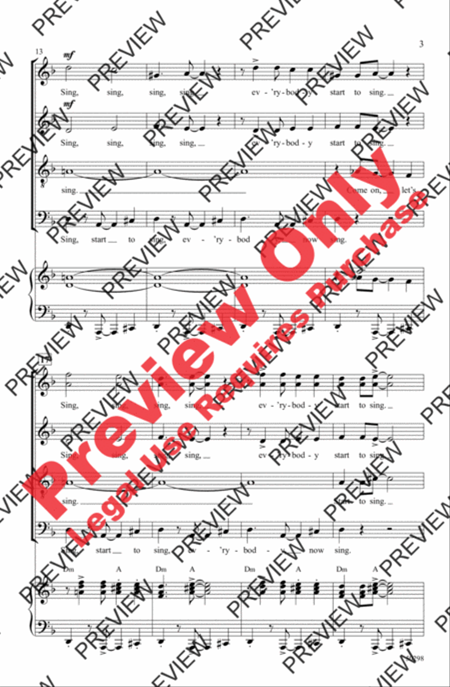 Sing, Sing, Sing 4-Part scores gallery preview page 3
