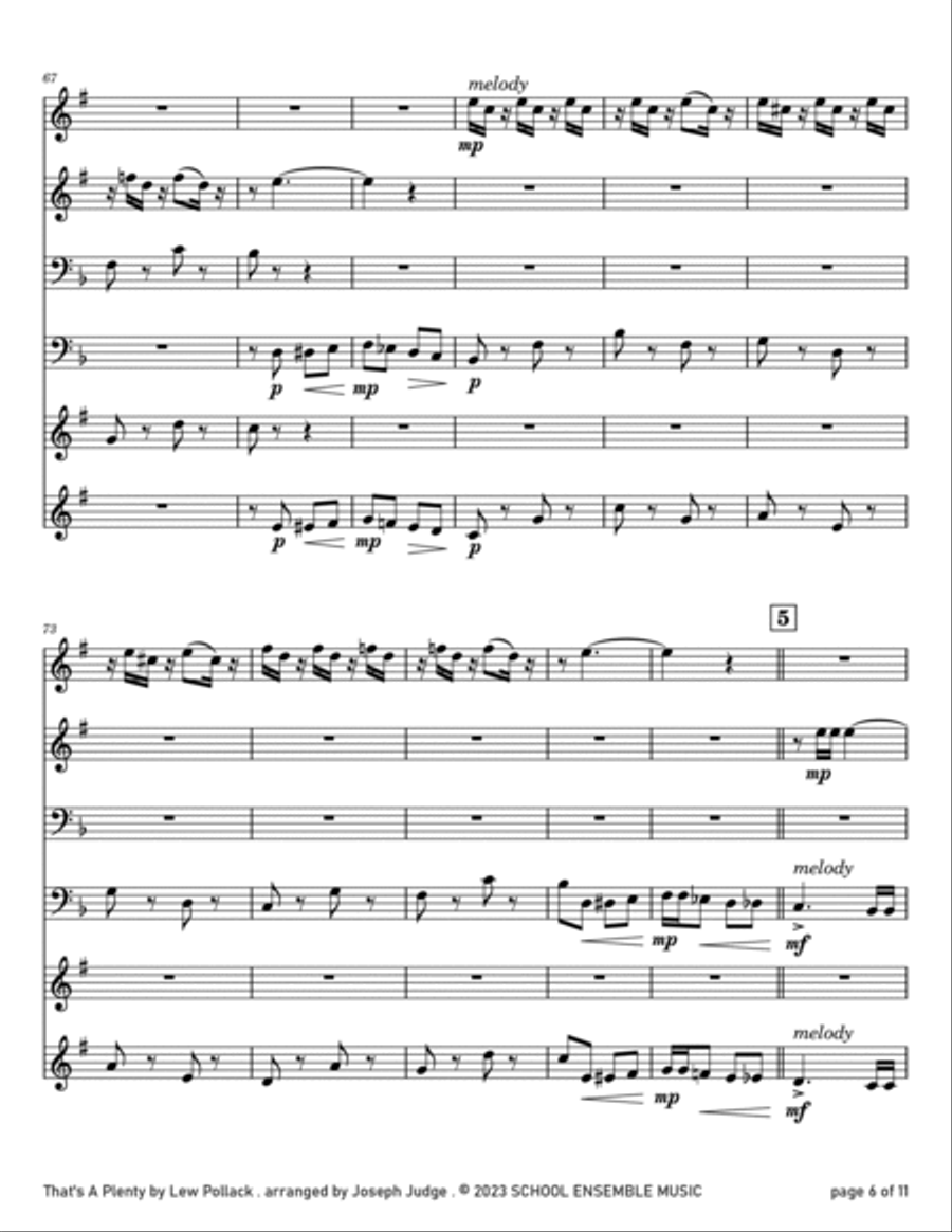 That's A Plenty by Pollack for Brass Quartet in Schools Brass Quartet scores gallery preview page 6