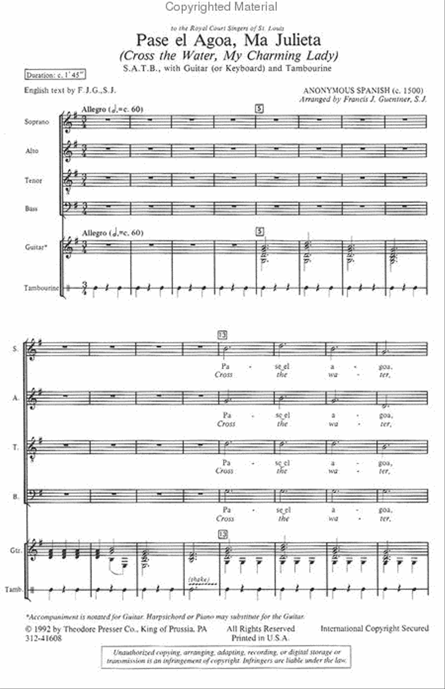 Pase El Agoa, Ma Julieta 4-Part scores gallery preview page 2
