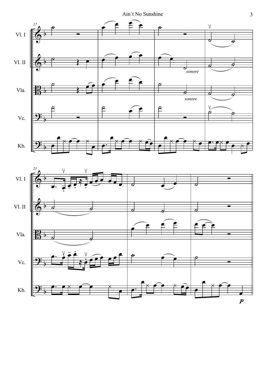 Ain't No Sunshine String Orchestra scores gallery preview page 3