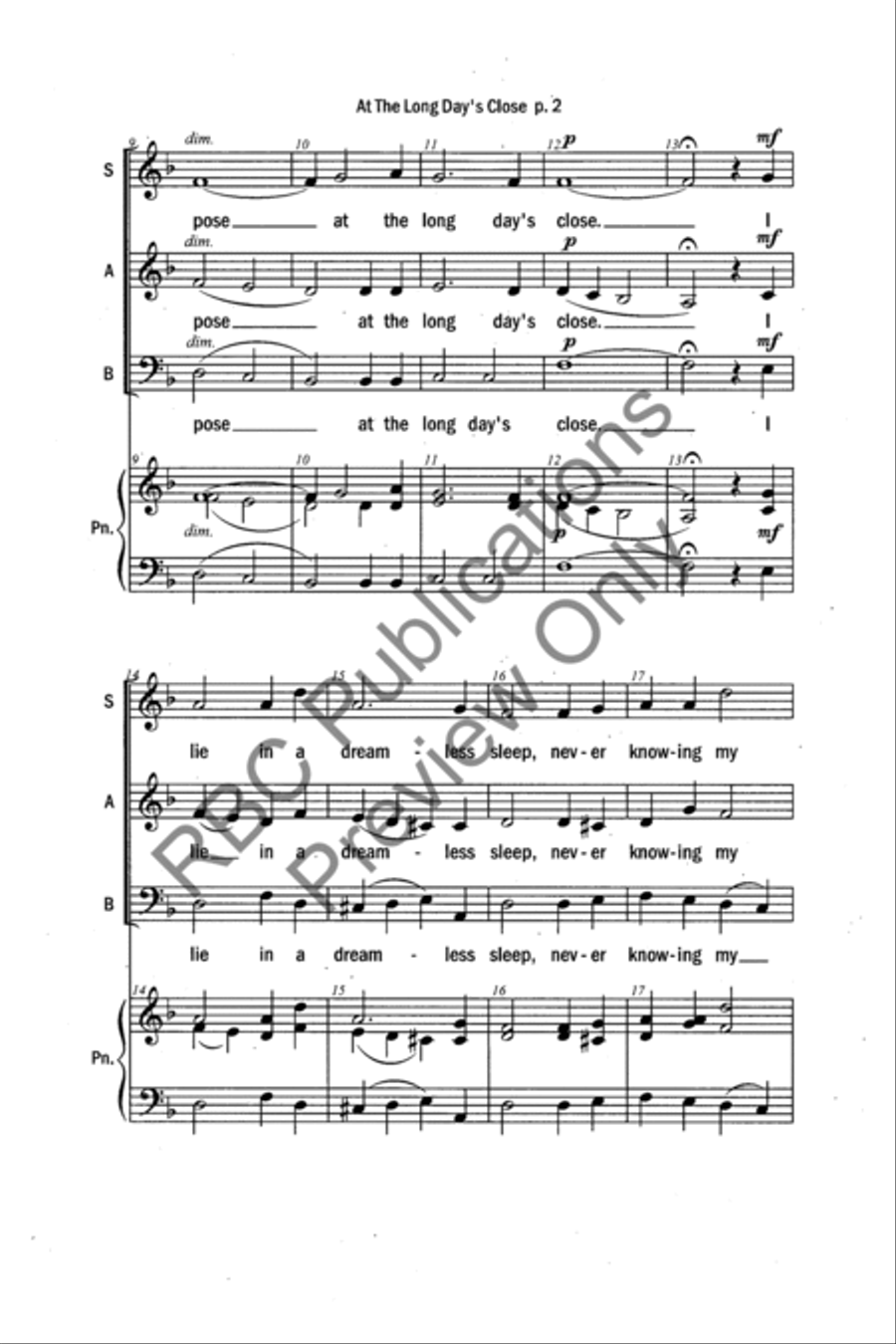 At The Long Day's Close (SAB) 3-Part scores gallery preview page 4