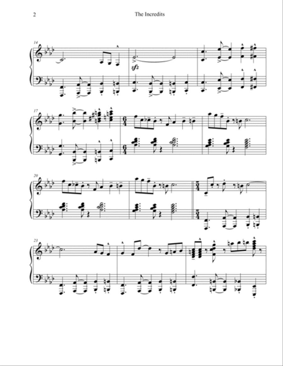 The Incredits The Incredits Piano Solo scores gallery preview page 2