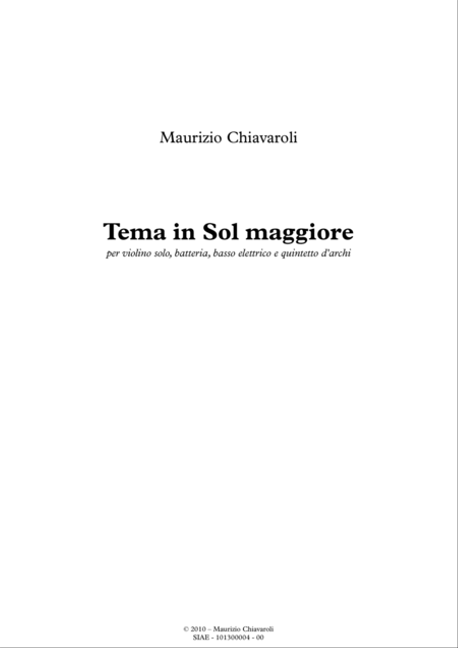 Book cover for Tema in sol maggiore