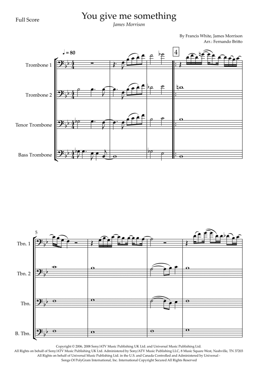 You Give Me Something Brass Quartet scores gallery preview page 1
