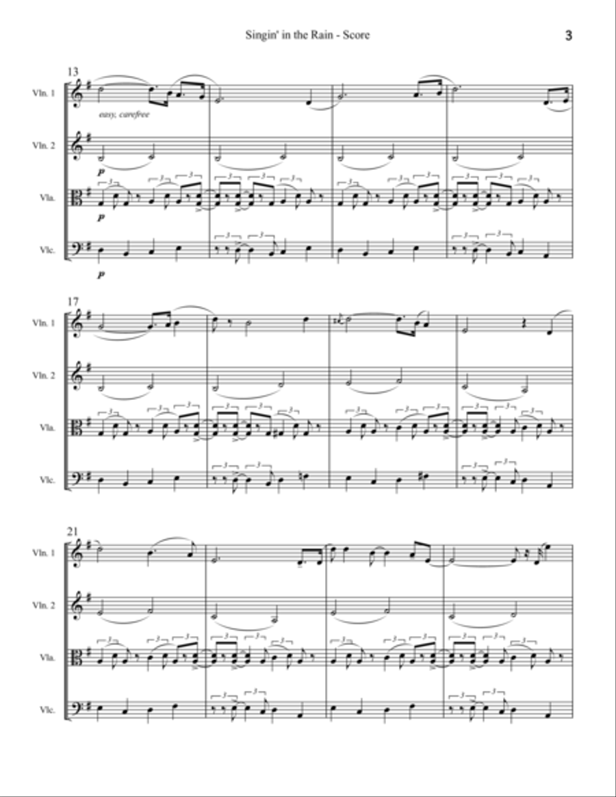 Singin' In The Rain String Quartet scores gallery preview page 3