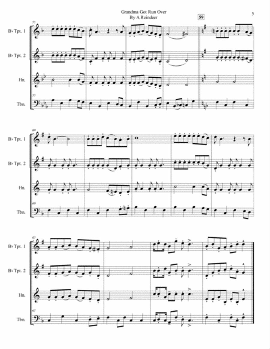 Grandma Got Run Over By A Reindeer Brass Ensemble scores gallery preview page 6