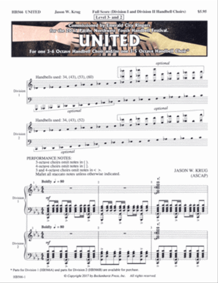 United - full score Handbell Choir scores gallery preview page 1