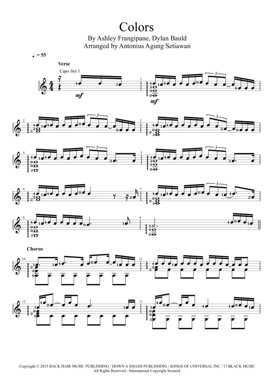 Colors Guitar Solo scores gallery preview page 1
