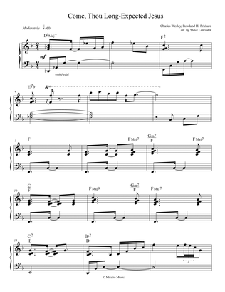 Book cover for Come, Thou Long-Expected Jesus - reharmonization arr. for solo piano
