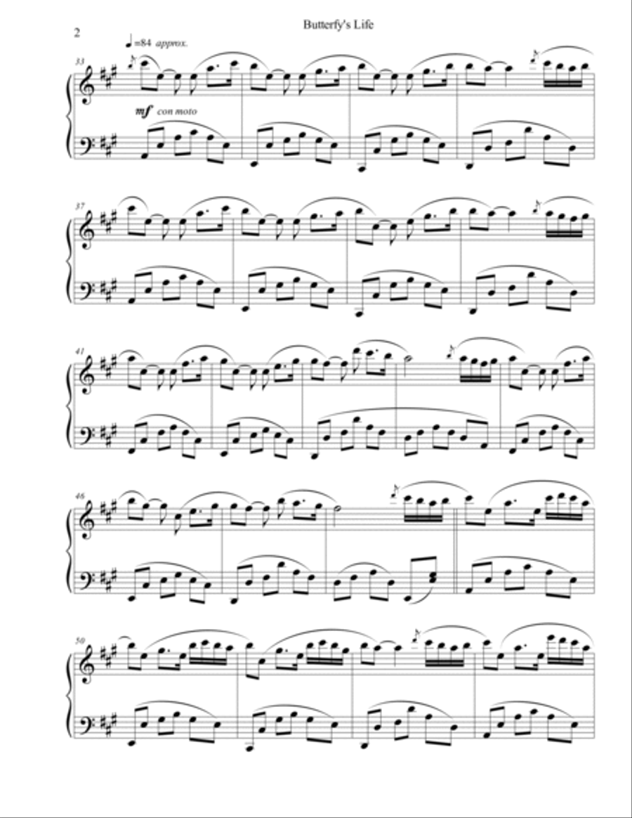 Butterfly's Life (Solo Piano) Piano Solo scores gallery preview page 2