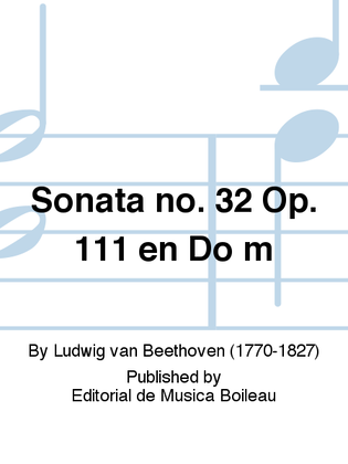 Book cover for Sonata no. 32 Op. 111 en Do m