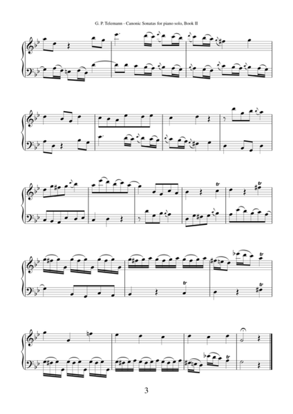 Canonic Sonatas, book II by Georg Philipp Telemann, transcription for piano solo