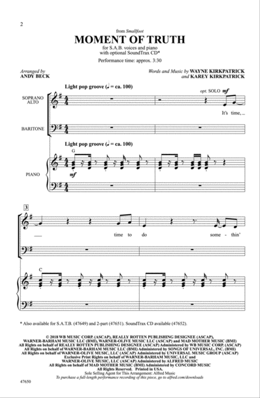 Moment of Truth Choir scores gallery preview page 1