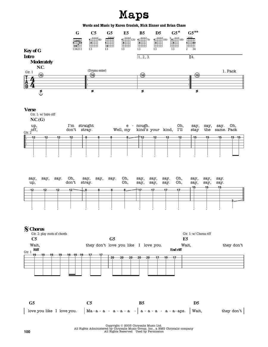 Maps Electric Guitar scores gallery preview page 1
