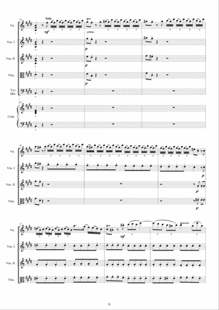 Vivaldi - Violin Concerto No.4 in E major RV 263 Op.9 for Violin, Strings and Cembalo Chamber Orchestra scores gallery preview page 6