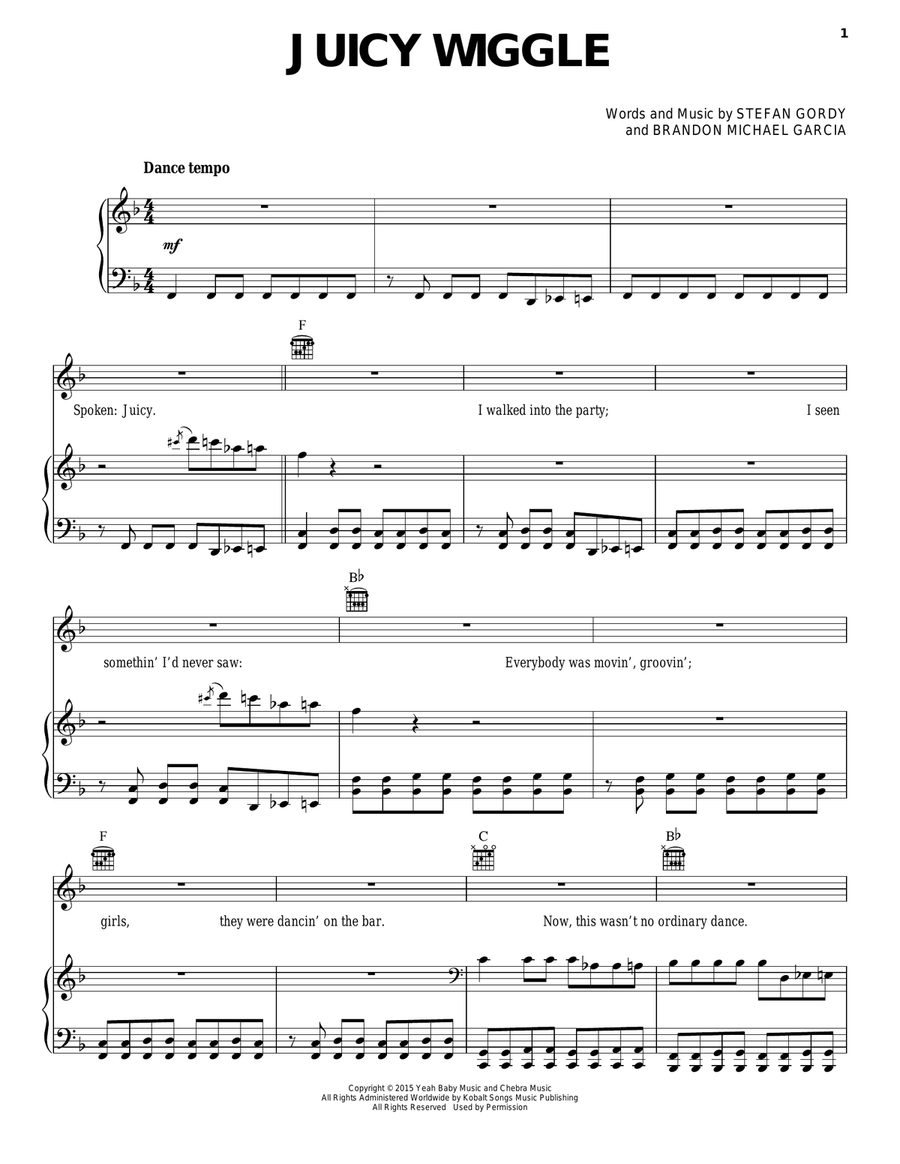 Juicy Wiggle Juicy Wiggle Piano, Vocal, Guitar scores gallery preview page 1