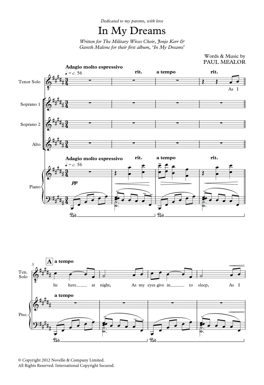 In My Dreams In My Dreams Choir scores gallery preview page 1