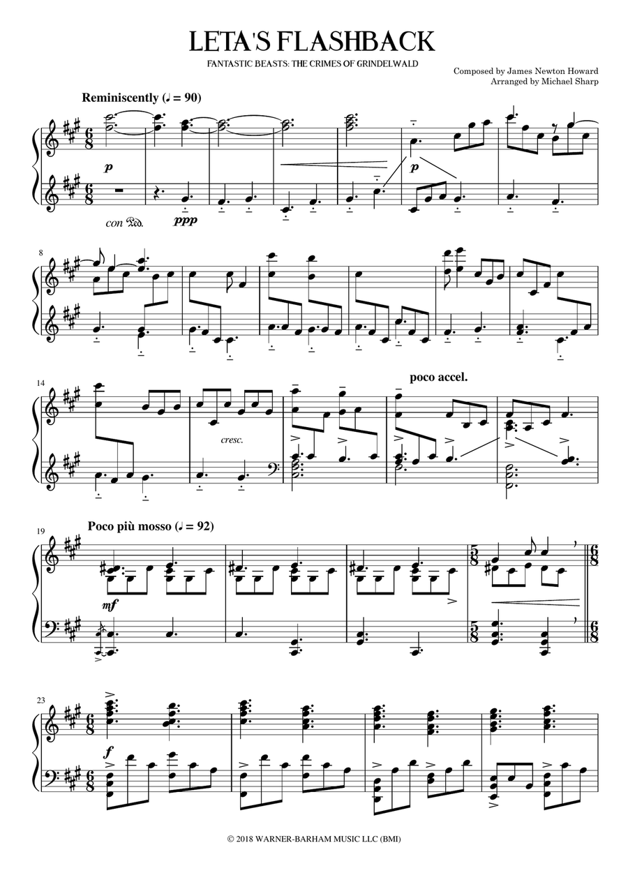 Leta's Flashback Piano Solo scores gallery preview page 1