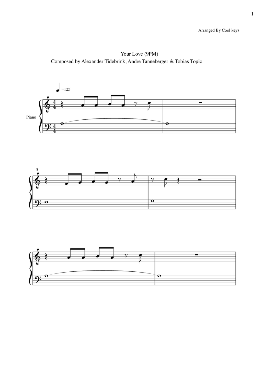 Your Love (9pm) Piano Method scores gallery preview page 1