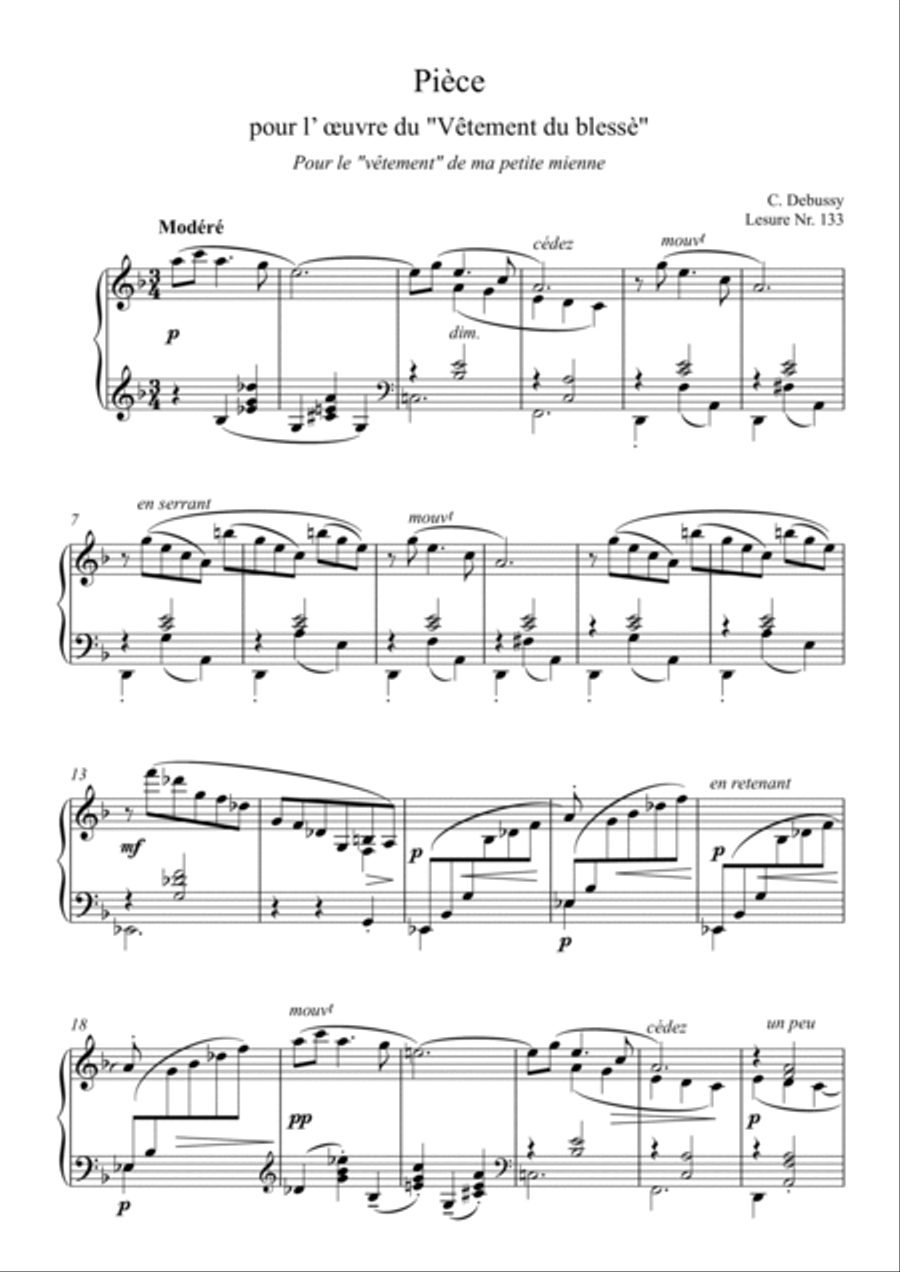 Debussy-Piece Lesure 133 for piano solo Debussy-Piece Lesure 133 for piano solo Piano Solo scores gallery preview page 2