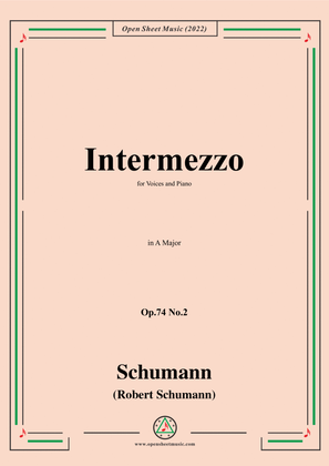 Book cover for Schumann-Intermezzo,Op.74 No.2,in A Major