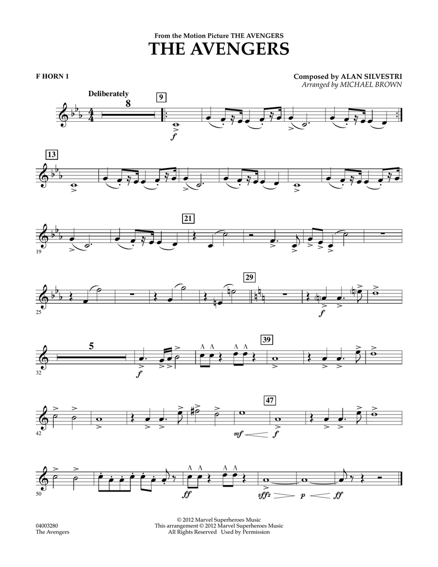 The Avengers - F Horn 1 Concert Band scores gallery preview page 1
