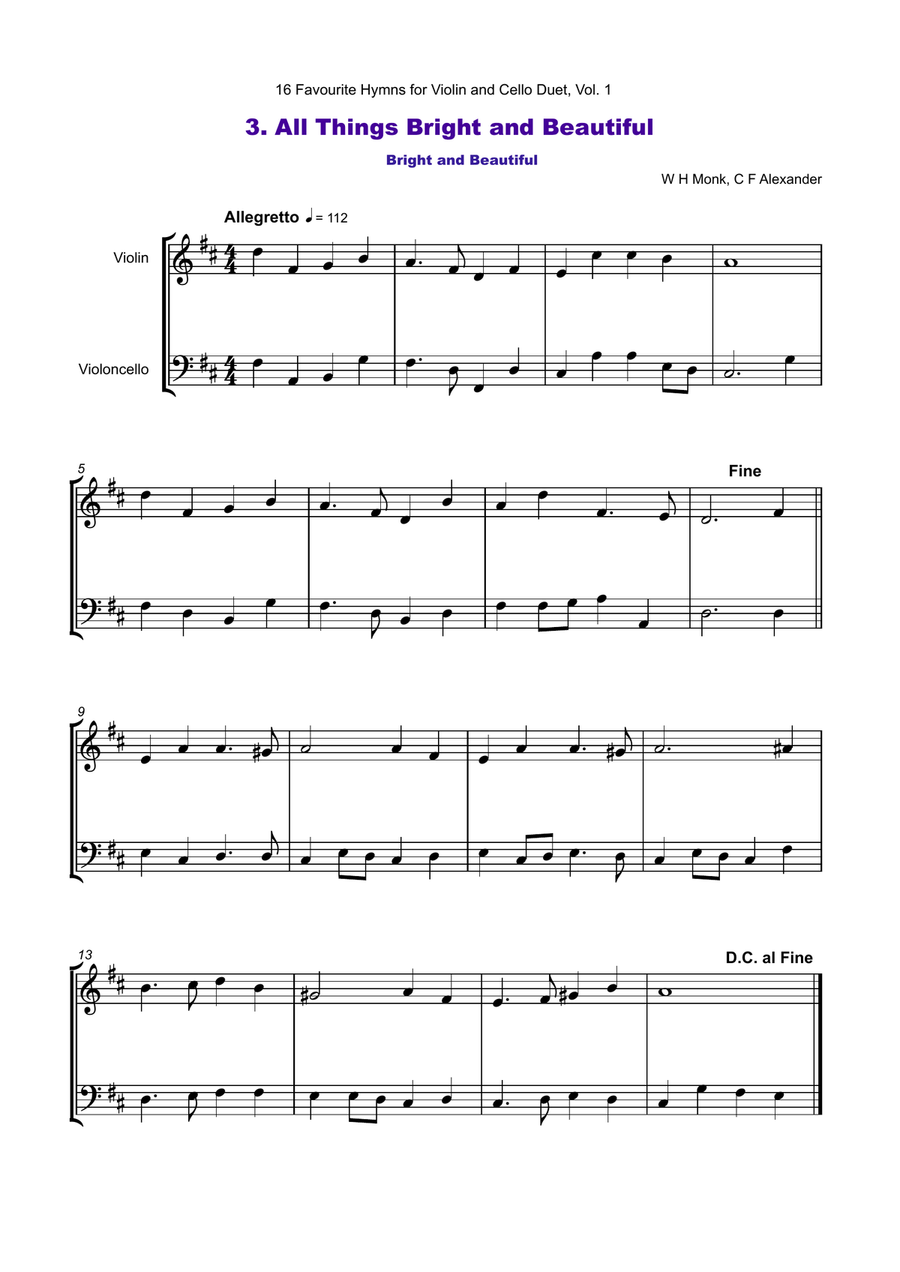 16 Favourite Hymns Vol.1 for Violin and Cello Duet String Duet scores gallery preview page 4