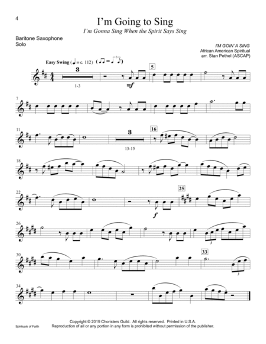 Spirituals of Faith - Baritone Saxophone Baritone Saxophone scores gallery preview page 4
