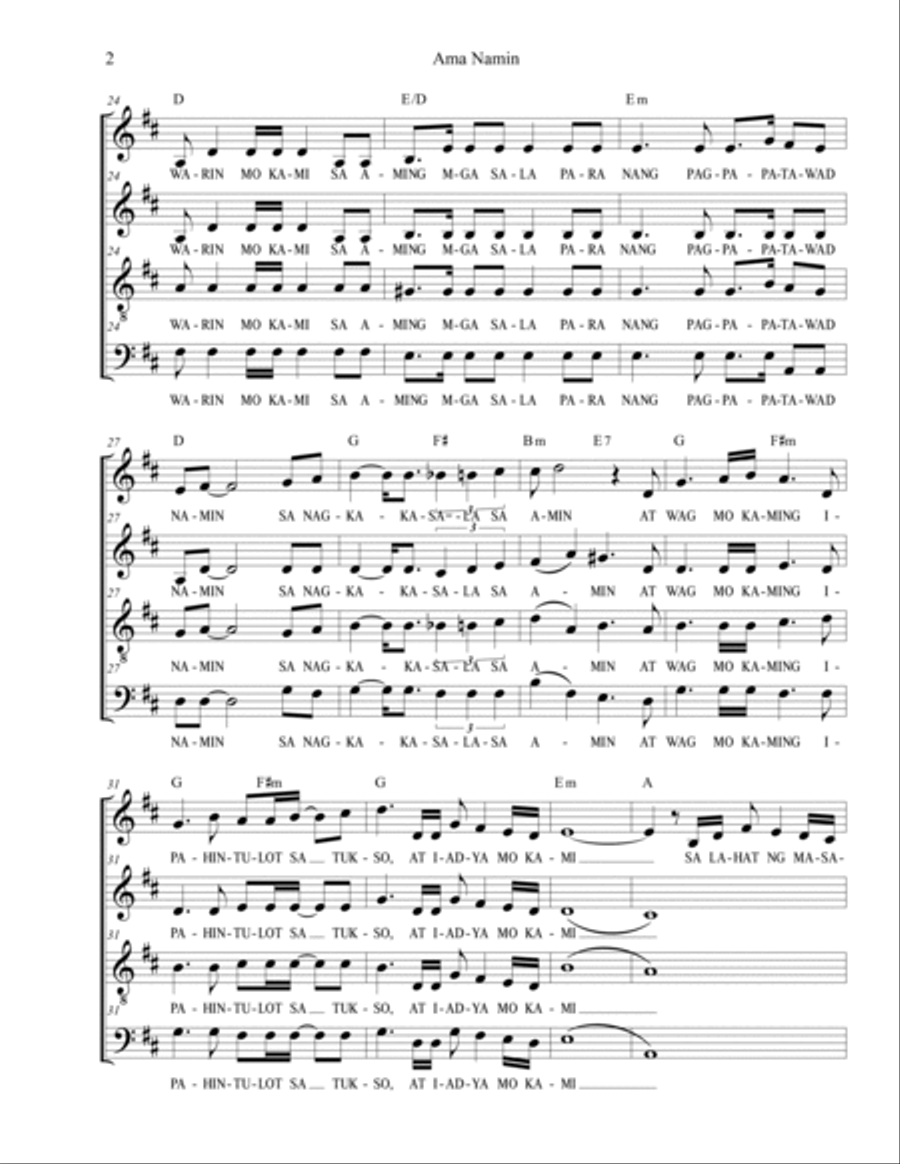 Ama Namin (SATB for Lent and Easter) 4-Part scores gallery preview page 2
