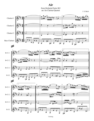 J. S. Bach - Air from Orchestral Suite No.3 in D major, arr. for Clarinet Quartet