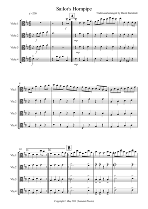 Sailor's Hornpipe for Viola Quartet