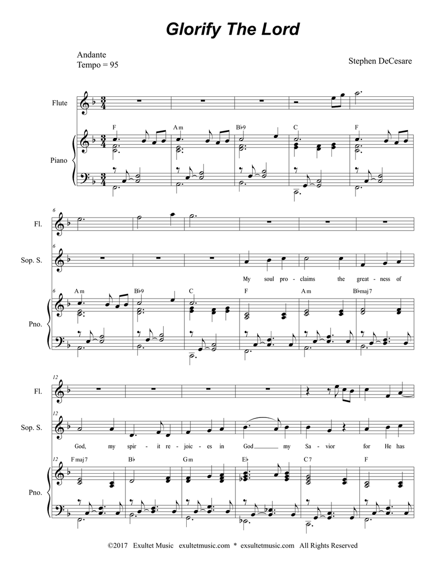 Glorify The Lord (for Soprano Solo) Piano, Vocal scores gallery preview page 2