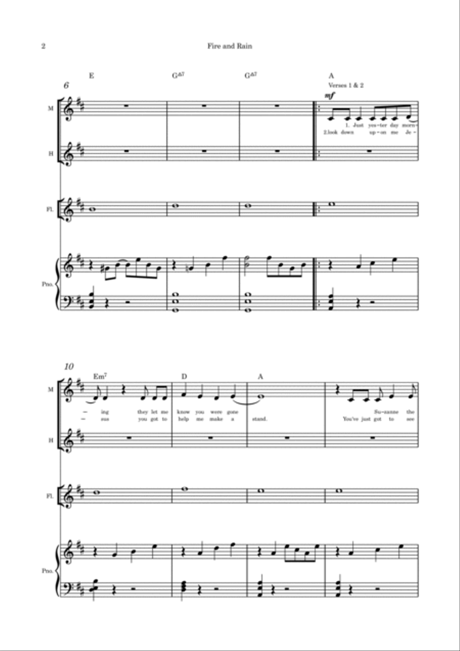 Fire And Rain Alto Voice scores gallery preview page 2