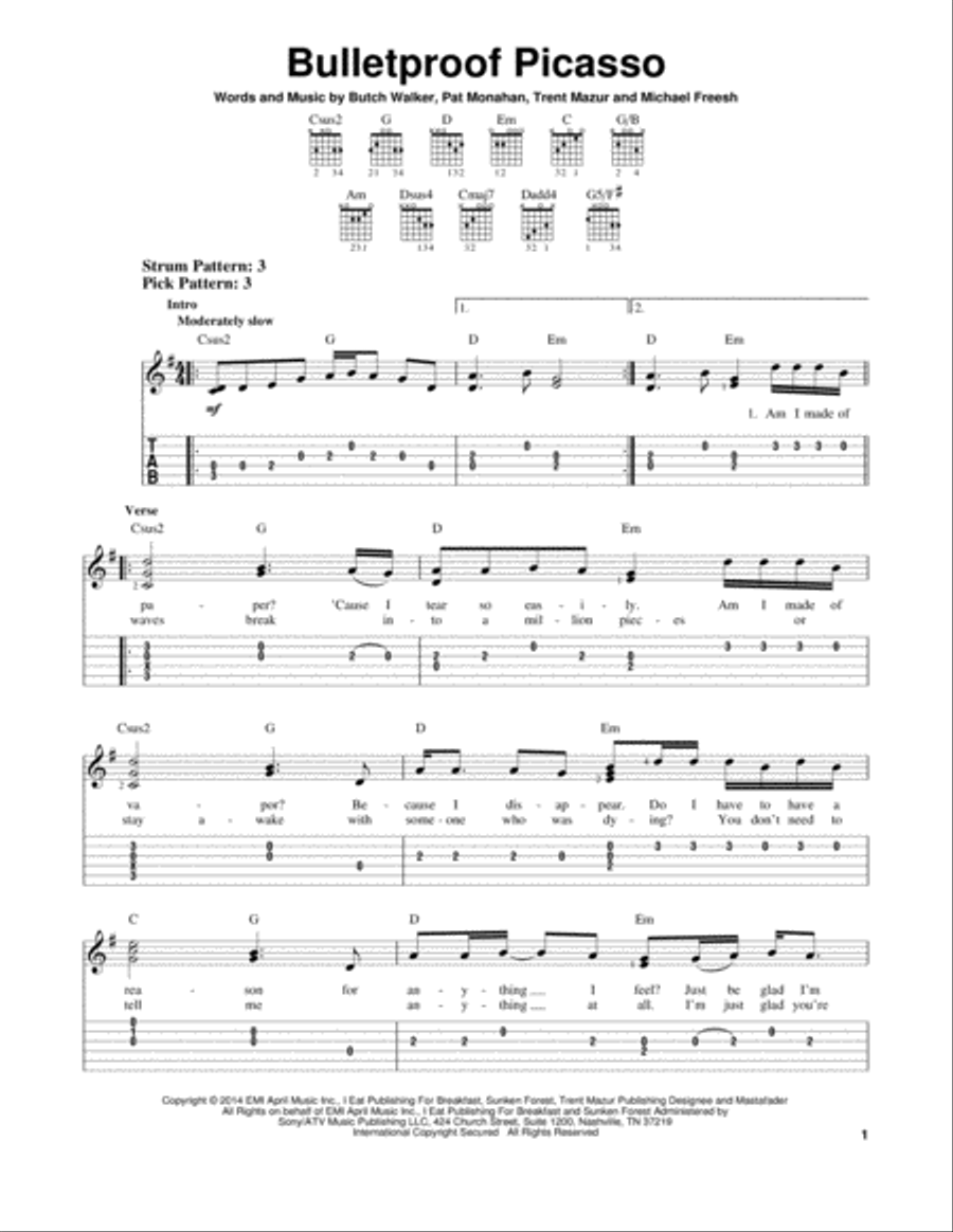 Bulletproof Picasso Acoustic Guitar scores gallery preview page 1