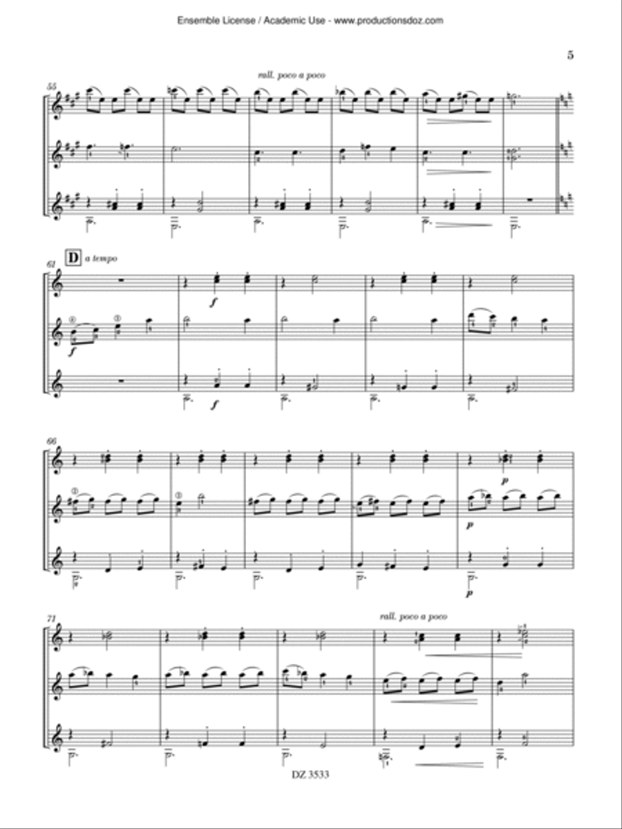 La valse des glings / La valse des regrets Guitar Ensemble scores gallery preview page 5
