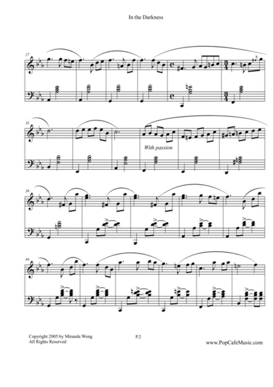 In the Darkness - Romantic Love Song for Piano Piano Solo scores gallery preview page 2