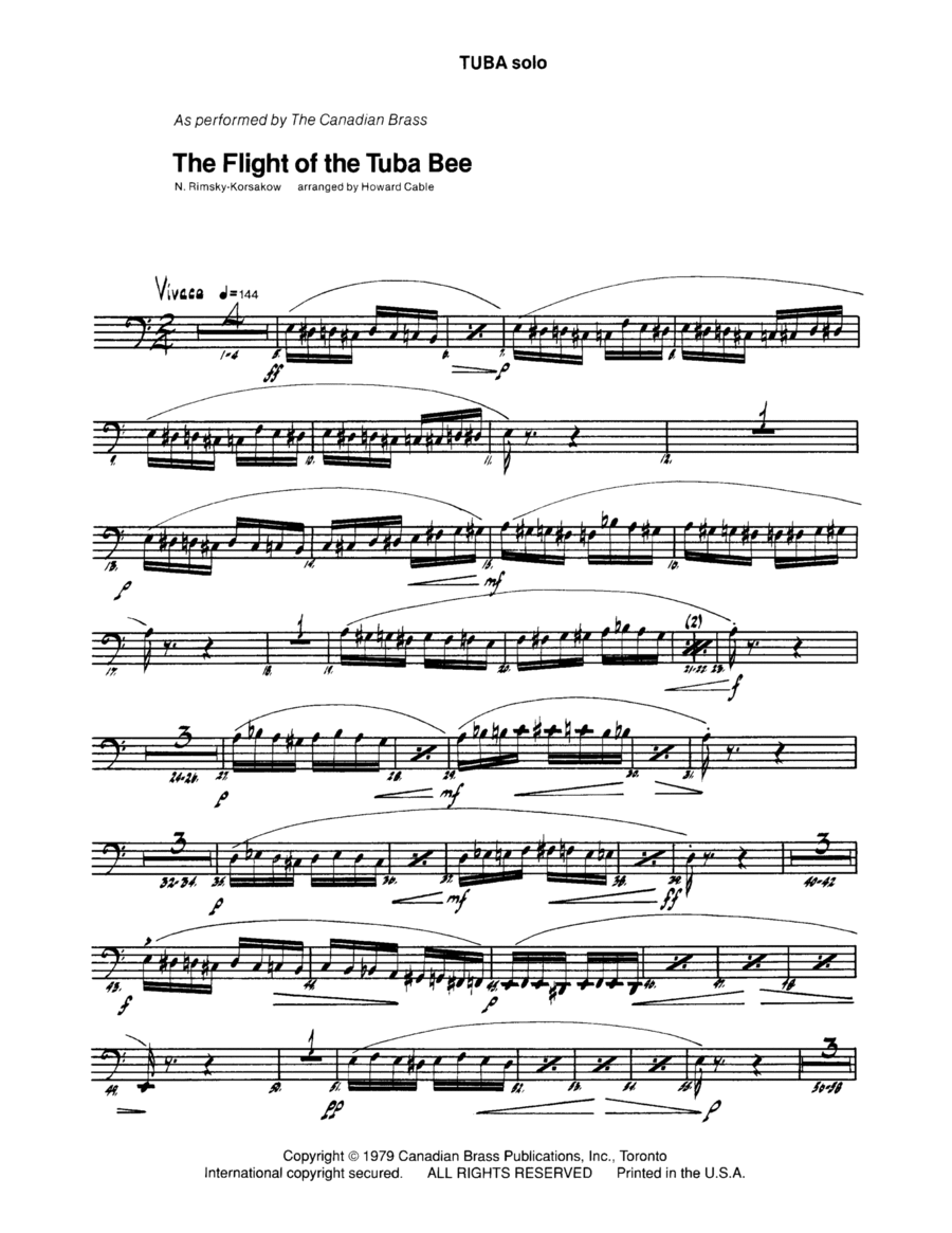 The Flight of the Tuba Bee - Tuba Brass Ensemble scores gallery preview page 1