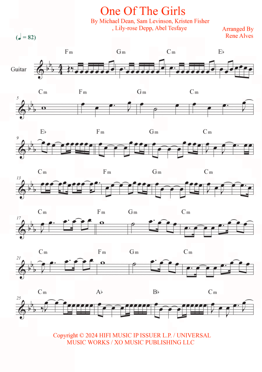 One Of The Girls Electric Guitar scores gallery preview page 1