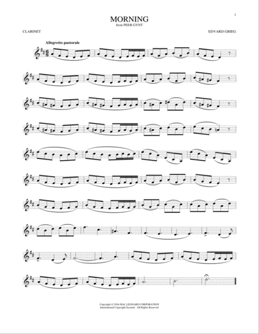 Morning Morning Clarinet Solo scores gallery preview page 1