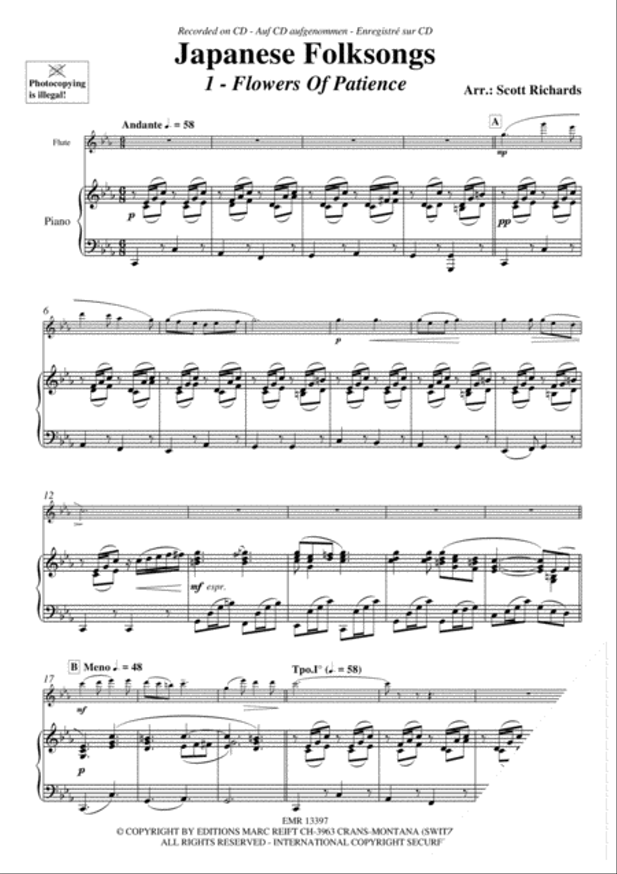Japanese Folksongs Flute Solo scores gallery preview page 3
