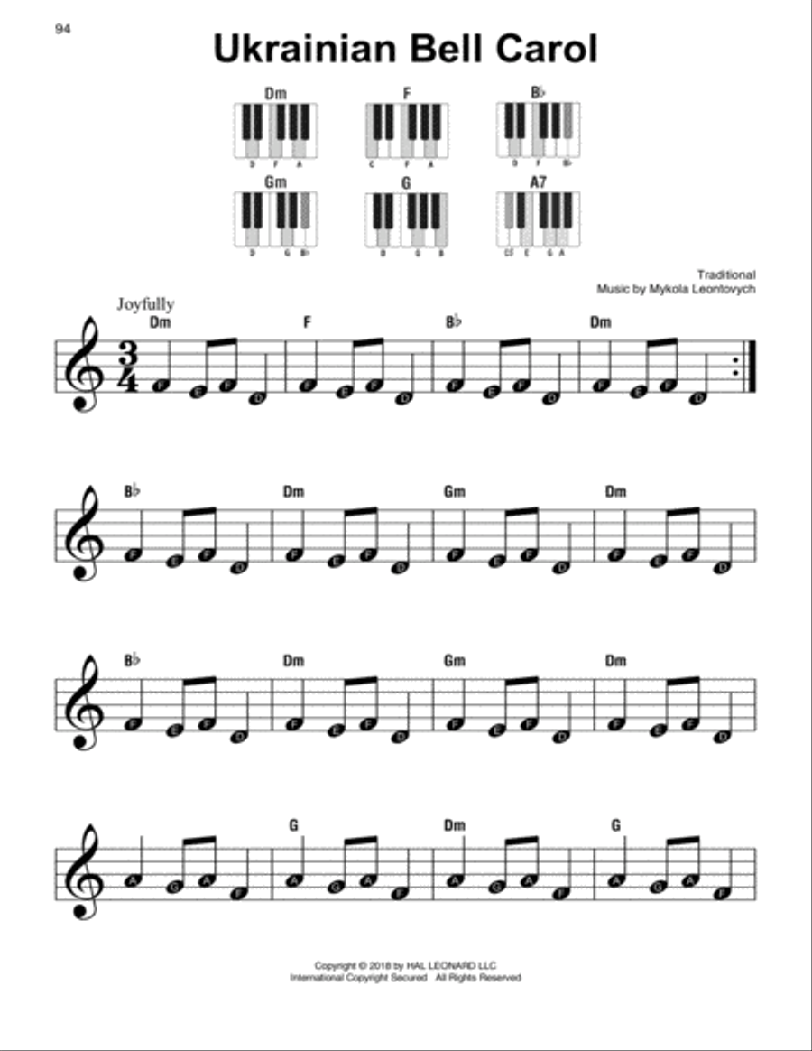Ukrainian Bell Carol Easy Piano scores gallery preview page 1