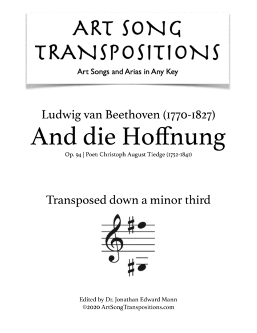 BEETHOVEN: An die Hoffnung, Op. 94 (transposed down a minor third) Voice scores gallery preview page 1