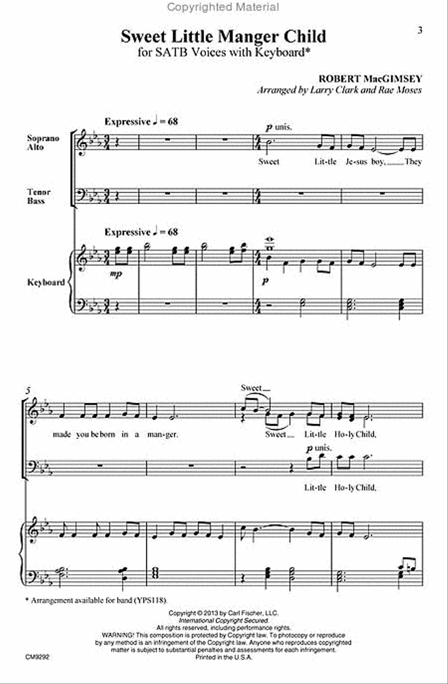 Sweet Little Manger Child 4-Part scores gallery preview page 2