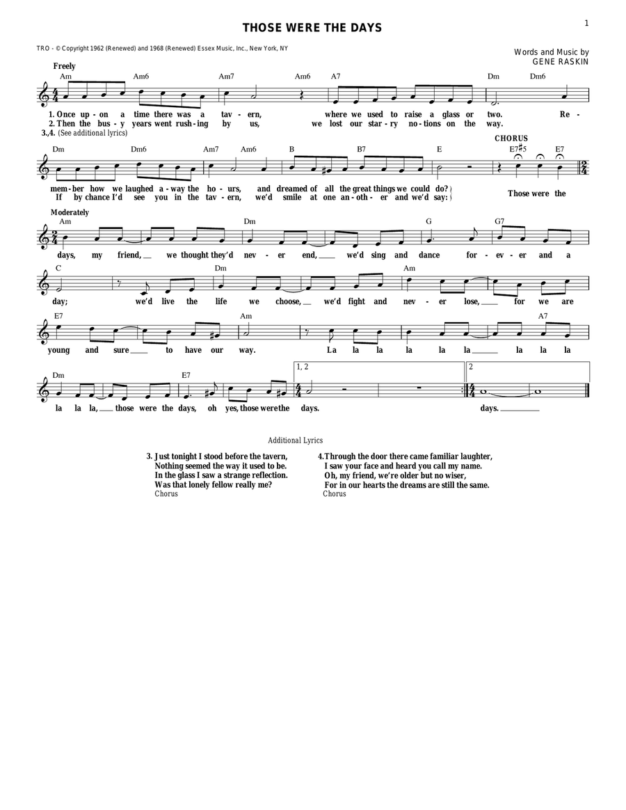 Those Were The Days Electric Guitar scores gallery preview page 1