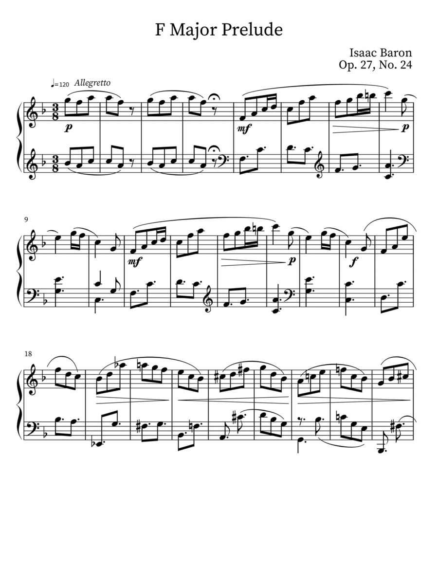 Prelude in F Major Op. 27, No. 24 image number null