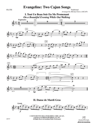 Evangeline: Two Cajun Songs: Flute