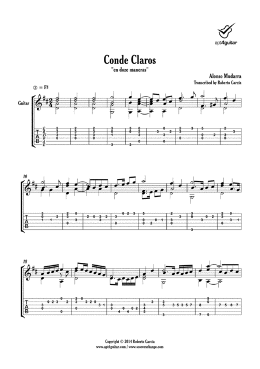 Conde Claros Conde Claros Classical Guitar scores gallery preview page 2