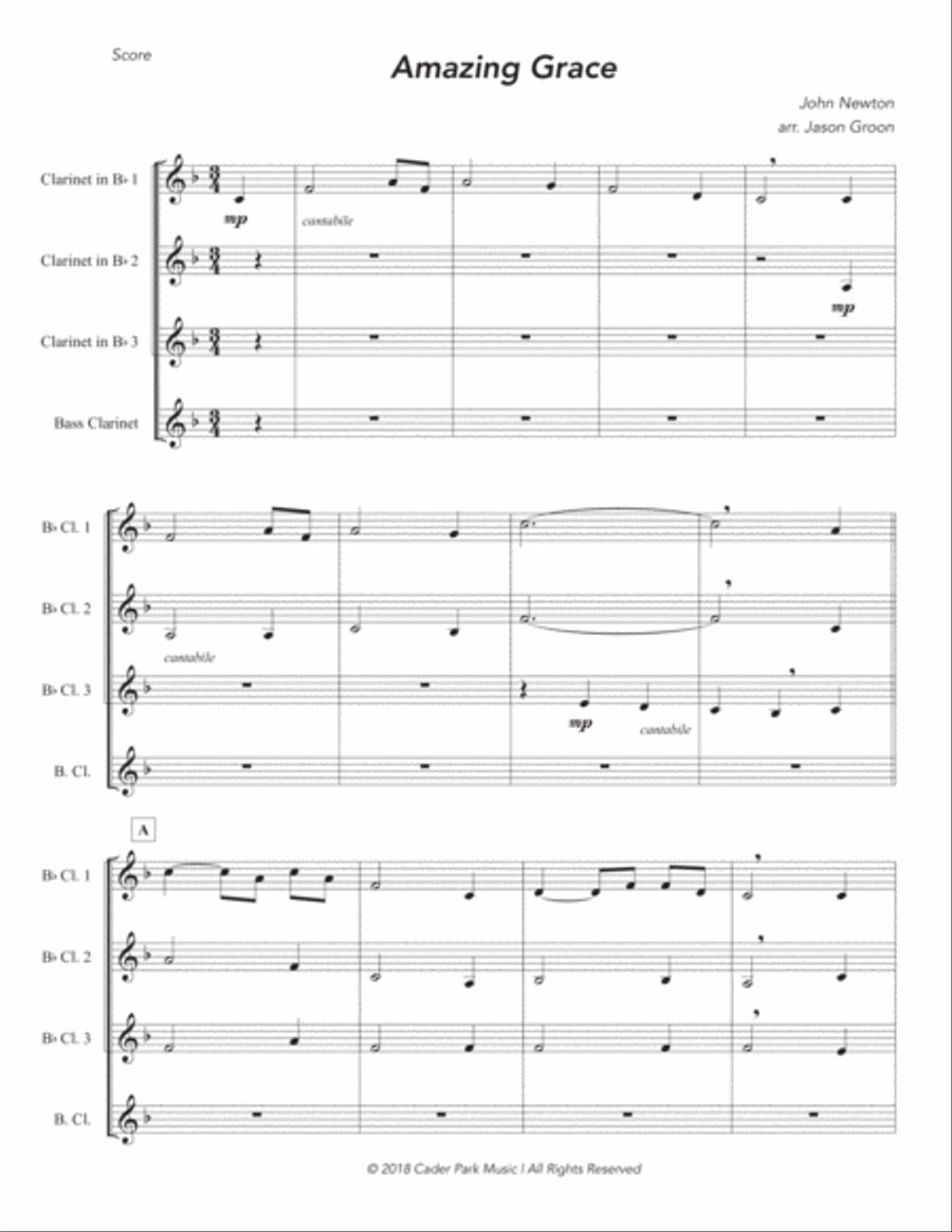 Amazing Grace Amazing Grace Woodwind Quartet scores gallery preview page 2