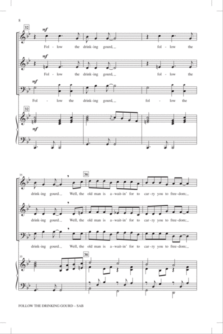Follow The Drinkin' Gourd 3-Part scores gallery preview page 6